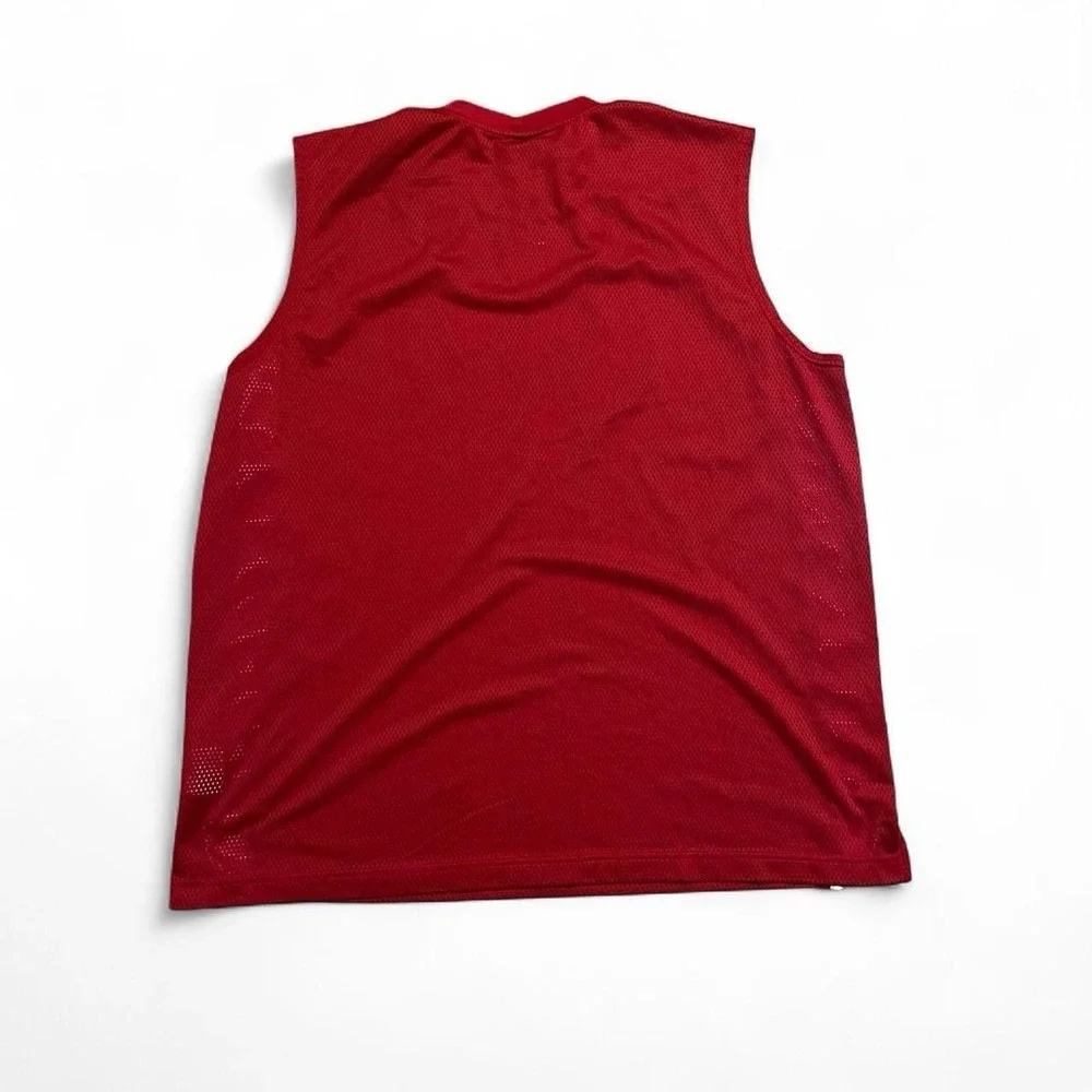 Y2K Nike Center Swoosh Red Sleeveless Basketball Jersey with Silver Side Panels